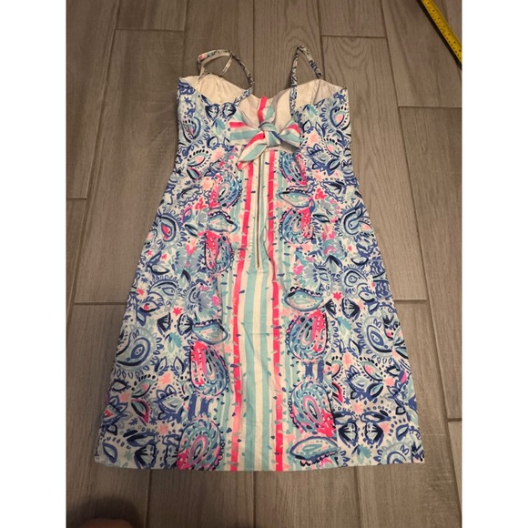 Lilly Pulitzer Shelli Dress Stripes Streamers Sz 2 Tie Back - Picture 6 of 13